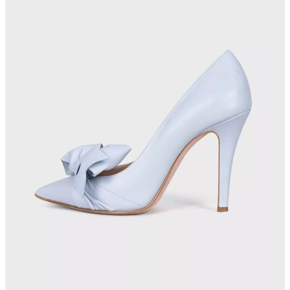 RED Valentino Blue Leather Bow Pumps  Sz.38.5